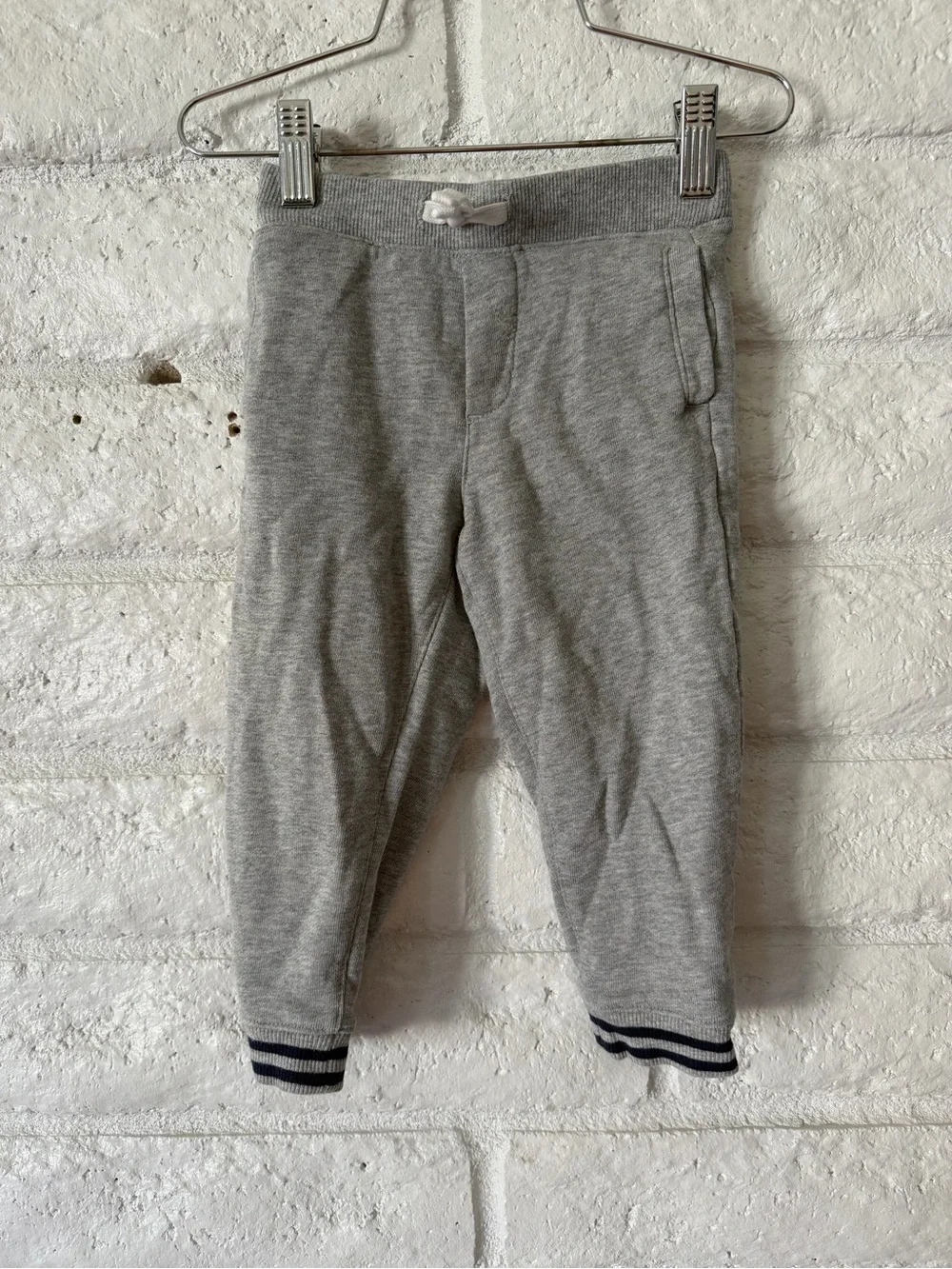 Janie and Jack Grey Jogger Set with Navy Trim